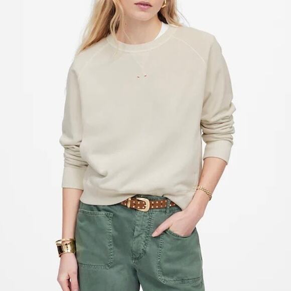 Madewell Sweaters - Madewell Casual Garment-Dyed Crewneck Sweatshirt Parchment Cream Pockets Medium